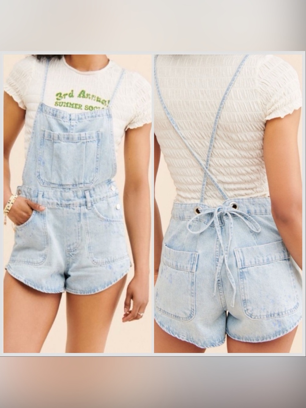 Free People Canyonland Shortalls Denim Overalls XS